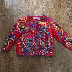 Vintage Michael Simon animal cardigan sweater